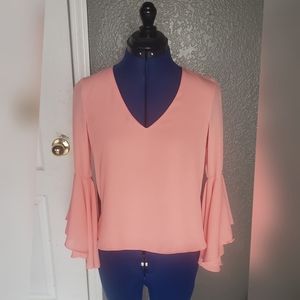 Gianni Bini Peach/Pink Blouse, Flare Sleeves
